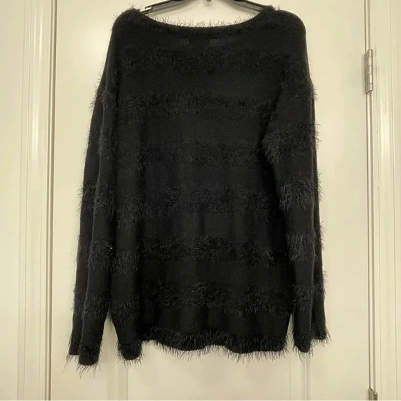 Joseph A. Women's Plush Black Stripes Pullover Crew Neck Top Sweater - Size XXL - Picture 2 of 7